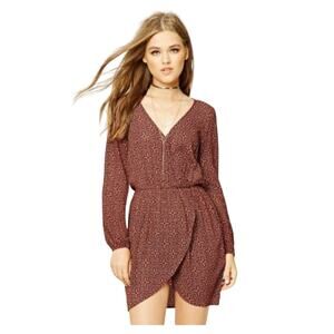 FOREVER 21 Women Teen Junior Burgundy Printed Fit & Flare Boho Dress Size Medium